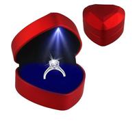 RaitWahl Boîte à Bagues Éclaire LED avec Design en Cœur, Coffret de Mariage en Velours Premium pour Alliances, Fiançailles et Bijoux, Compact et Portable,Sélection de cadeaux pour la Saint-Valentin