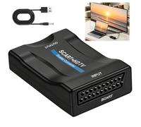 RaitWahl Convertisseur Péritel vers HDMI 1080p, Convertisseur Péritel pour TV HD Moniteur Projecteur, Compatible VHS DVD PS1 PS2 Décodeur, Prise Péritel Audio Vidéo Full HD,Sortie HDMI 720p 1080p