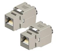 RaitWahl Lot de 2 modules Keystone RJ45 CAT 7 femelle câble pour CAT7 CAT6 CAT6a, LAN 10 Gbits à 1000 MHz AWG 22-24 sans outil LSA entièrement blindé STP Prise encastrable RJ45 femelle Borne de coup