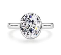 Raivari Bague de fiançailles en argent sterling plaqué or blanc 14 carats avec moissanite 3 carats sertie d'un coussin en diamant fabriqué en laboratoire avec pierre précieuse