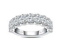 Raivari Bague de mariage empilable en moissanite avec huit cœurs et flèches en argent sterling 925 pour femme avec certificat, Gemme, Moissanite