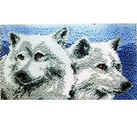 Raixleb Kit de crochet à loquet - Motif de tapis imprimé - 50,8 x 38,1 cm - Pour enfants et adultes - Cadeau pour la famille, les amis - Travaux d'aiguille - Joli cadeau de Noël - Loup
