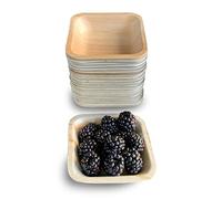 Raj Pack of 25 Disposable Square Palm Leaf Bowls - 10.2 cm - Strong like bamboo party bowls - Decorative compostable tableware for lunch, dinner, birthday, barbecue, picnic