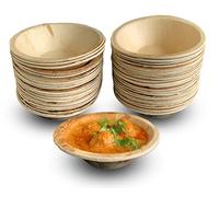 Raj Pack of 50 Disposable Palm Leaf Bowls - 12.7 cm - Strong like palm leaves