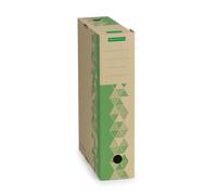 MONDOFFICE Boîte archives carton recyclé - Dos 8 cm - Kraft / Vert - Lot de 10
