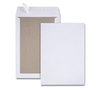 RAJA Pochette blanche recyclée C4 229 x 324 mm 120g sans fenêtre - dos carton - autocollante bande protectrice - Lot de 100