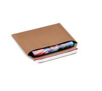 RAJA Pochette carton plat brun autocollante bande protectrice - 23,5 x 18 cm - Lot de 100