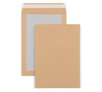 RAJA Pochette kraft brun 450 x 650 mm 120g sans fenêtre - dos carton - autocollante bande protectrice - Lot de 50