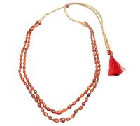 Rajasthan Gems F711 Collier 2 fils de perles Mala Orange Briolette Oxyde de Zirconium Pierre F711, Adjustable, Gemme, Zircone cubique
