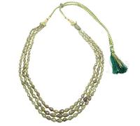 Rajasthan Gems F718 Collier à 3 rangs de perles avec briolette verte en oxyde de zirconium, Adjustable, Gemme, Zircone cubique