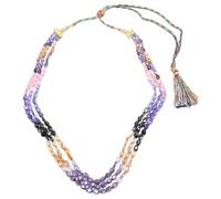 Rajasthan Gems F720 Collier à 3 rangées de perles en oxyde de zirconium Multicolore, Adjustable, Gemme, Zircone cubique
