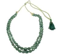 Rajasthan Gems F731 Collier de perles à 2 rangées de perles naturelles en quartz fraise Vert, Adjustable, Gemme, Quartz