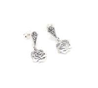 Rajasthan Gems G691 Boucles d'oreilles à tige en argent sterling 925 avec pierre marcassite faite à la main Motif rose
