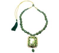 Rajasthan Gems Meena K944 Collier de mariage avec perles en cire et émail Vert naturel Fraise Quartz Gemme Pierre précieuse Collier traditionnel fait à la main pour femme