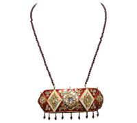 Rajasthan Gems Meena L220 Collier avec pendentif en perles de cire et émail pour femme Rouge naturel Grenat Rouge