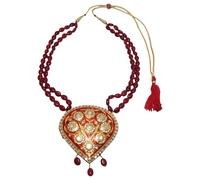 Rajasthan Gems Meena L221 Collier avec pendentif en perles de cire et émail pour femme Rouge onyx Rouge