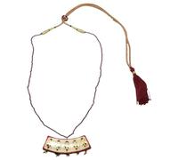 Rajasthan Gems Meena L223 Collier avec pendentif en perles de cire et émail pour femme Rouge naturel Grenat Rouge