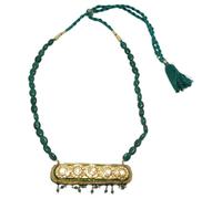 Rajasthan Gems Meena L225 Collier avec pendentif en perles de cire et émail pour femme Vert onyx Vert