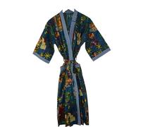 Rajbhoomi Femmes Kimono Robes Coton Léger Robe Courte Tricoté Peignoir De Nuit Dames Loungewear, Frida Kahlo Blue, taille unique