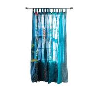 RAJBHOOMI HANDICRAFTS Rideau Indien Vieux Sari Turquoise pour Porte, fenêtre, décoration de fenêtre, Sari Hippie, Recyclage 84 inches Long