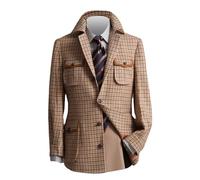 RAJEGAR Blazer de sport en tweed pour homme Motif pied-de-poule Norfolk Veste slim décontractée à simple boutonnage Vintage British Groom Coat, pied-de-poule, 3XL