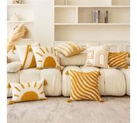 RAJEGAR Tufted Canapé Chaise Housse de Coussin 45x45cm Plissé Salon Marocain Coussins pour Canapé Oreiller Boho tufté Décoratives Doux Taies