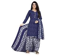 Rajnandini Combinaison Salwar en coton imprimé pour femme (prêt à porter), bleu, 44