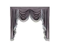 RAJONN Cantonnière Cascade pour fenêtres, Style européen Velours cantonnière décoratif fenêtre Rideau Maison Toile de Fond Cascade Swag Rideaux for Salon (Color : Grey, Size : W155CM (2 swags))