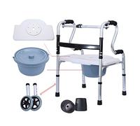 RajoNN Chaise de douche confortable avec vase pour personnes âgées | Déambulateur pliable avec 2 roues - Hauteur réglable - Chaise de transport avec cadre pour marche avec siège rabattable