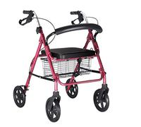 RajoNN Déambulateur à 4 roues, léger, pliable, réglable en hauteur, pour personnes âgées, avec panier d'assise, aide à la marche, cadre de marche en aluminium pour adultes
