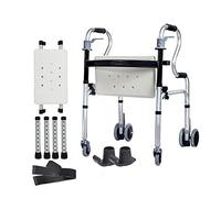 RajoNN Déambulateur auxiliaire de rééducation pliable en aluminium avec coussin de siège, ceinture de dossier, hauteur réglable, aide à la mobilité des personnes âgées, double confort ambition