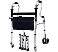 RajoNN Déambulateur pliable pour personnes âgées avec roulettes, siège élargi avec pieds et freins amovibles, chaise de transport réglable en hauteur, petit cadeau, ambition élevée