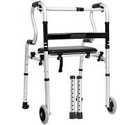 RajoNN Déambulateur pour personnes âgées, compact et léger 2 en 1, support pliable en alliage d'aluminium, aide à la marche portable pour personnes âgées avec siège en polyuréthane, roues de planche à