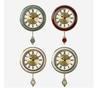 RajoNN Décoration murale en métal, certificat de sécurité 12 pouces Grande horloge murale rétro - Horloge murale en bois de luxe vintage silencieuse haut de gamme en métal avec pendule (couleur