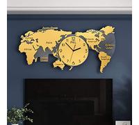 RajoNN Décoration murale en métal pour la maison, horloge murale avec carte du monde, décoration de la maison, horloge créative à quartz pour salon, horloge murale moderne en acrylique