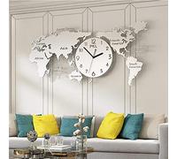 RajoNN Décoration murale en métal pour la maison, horloge murale avec carte du monde, décoration murale de luxe sur le mur du salon, décoration murale de bureau à domicile, doré, 45.321.6