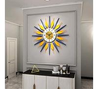 RajoNN Décoration murale en métal pour maison, horloge murale décorative 3D, grand salon/chambre/couloir silencieux, grande horloge murale silencieuse, horloge murale moderne à quartz, bleu, 70 cm