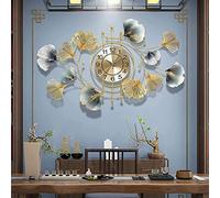 RajoNN Décoration murale en métal pour maison, horloge murale en métal, horloge murale 3D, décoration murale en métal, feuille de ginkgo, métal gaufré, convient pour étude, salon, chambre à coucher