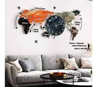 RajoNN Horloges murales pour salon moderne, 3D acrylique carte du monde silencieuse créative nordique horloge murale silencieuse, pour la maison, le salon, le bureau, la chambre, la cuisine, l'horloge