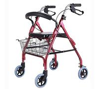 RajoNN Lofty Ambition Déambulateur à 4 roues léger pliable réglable en hauteur avec panier de siège en aluminium pour adultes (roue de 15,2 cm)