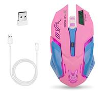 RajoNN Mice Belle Souris de Jeu, Souris sans Fil Rechargeable 2,4 GHz avec Batterie au Lithium 600 mAh et récepteur USB, rétroéclairage 7 Couleurs, Boutons Silencieux, pour Ordinateur PC
