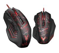 RajoNN Mice Souris de Jeu Filaire, Souris d'Ordinateur Optique USB avec Rétroéclairage RVB, 4 DPI Réglables Jusqu'à 2400, Souris Ergonomique pour Ordinateur Portable Gamer avec 6