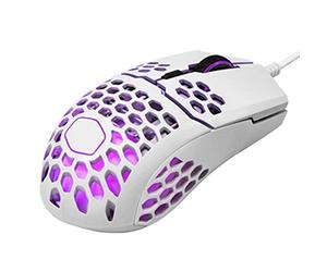 RajoNN Mice Souris de Jeu Super légère, avec Coque Creuse légère, câble Ultra tissé, capteur Optique 16 000 DPI et éclairage RVB, pour Ordinateur Portable (Couleur : Blanc)