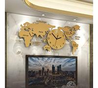 RajoNN RajoNN Décoration murale en métal pour la maison, horloge murale de salon, horloge murale carte du monde, horloge de salon à quartz créative moderne grande horloge murale acrylique muette