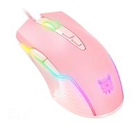 RajoNN Souris Souris de Jeu Filaire, Souris d'ordinateur Optique USB avec rétroéclairage RVB, 6400 DPI, Souris PC Ergonomique avec 7 Boutons programmables, pour Windows (Couleur : Rose)