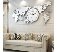 RajoNN SUS304 Horloge murale avec carte du monde pour décoration de salon en acier inoxydable, décoration de salon, art moderne, horloge murale à quartz pour décoration