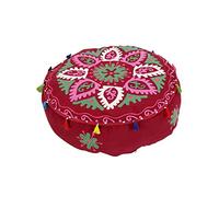 Rajrang Ameublement brodé Repose-Pied selles Maroon ottomane Pouf