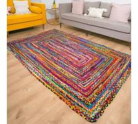 RAJRANG BRINGING RAJASTHAN TO YOU Tapis de Salon Tapis Indien Chindi tisse à la Main en matériau recyclé, décoration de Sol de Salon Multicolore - 183 X 123 cm