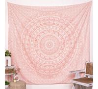 RAJRANG BRINGING RAJASTHAN TO YOU Tapisserie hippie en pur coton, décoration murale en forme d'éléphant, décoration de chambre bohème, or Rose, grande taille 229x274 cm