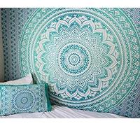 RAJRANG BRINGING RAJASTHAN TO YOU Tenture murale en coton vert 127 x 152 cm Mandala Shadow Wall Sheet Tapisserie Chambre Décor